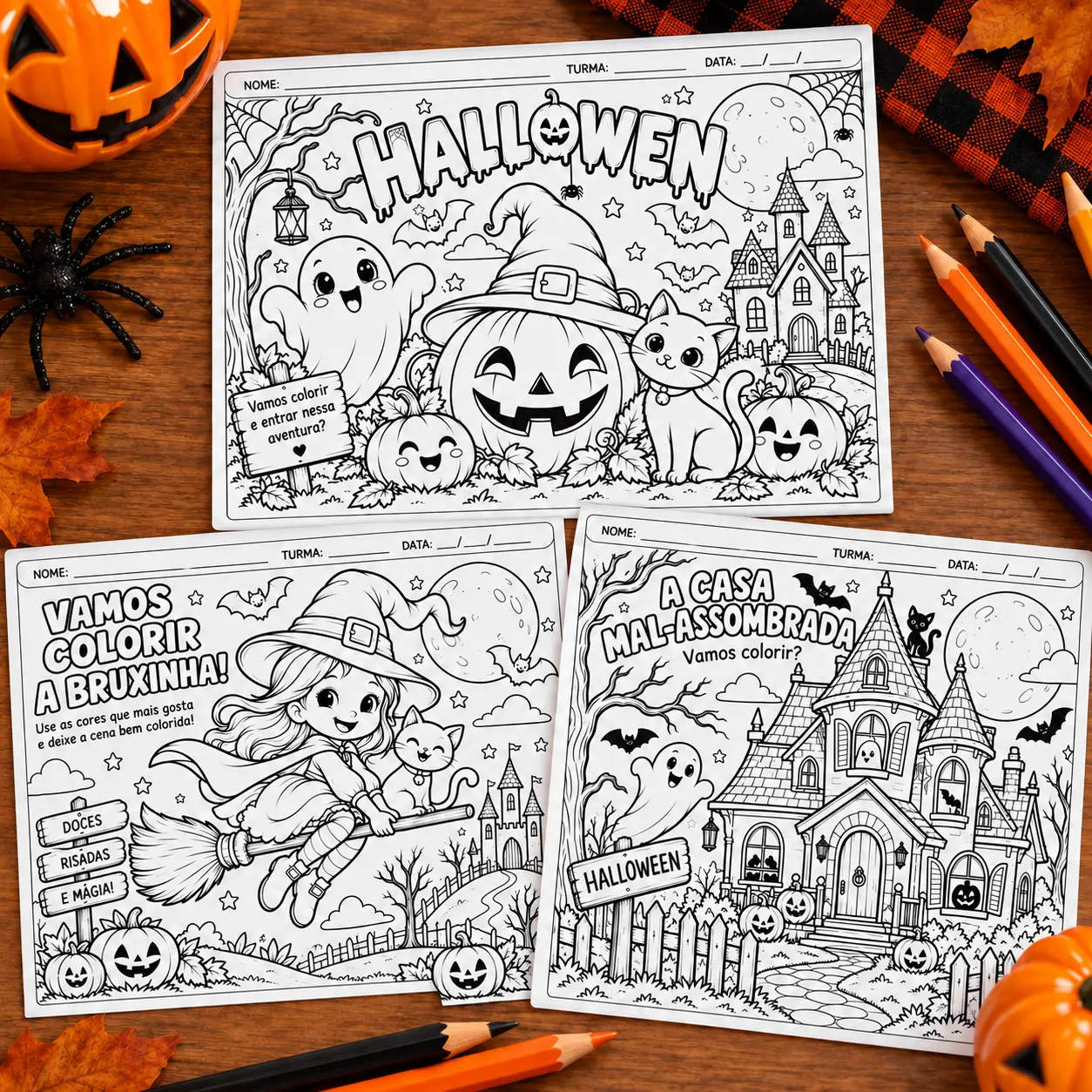 Colorindo o Halloween: 10 Atividades para Colorir e se Divertir — amostra 5: 10 atividades de Halloween para colorir, com…