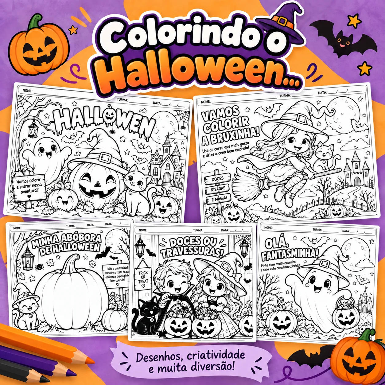 Colorindo o Halloween: 10 Atividades para Colorir e se Divertir — capa do material
