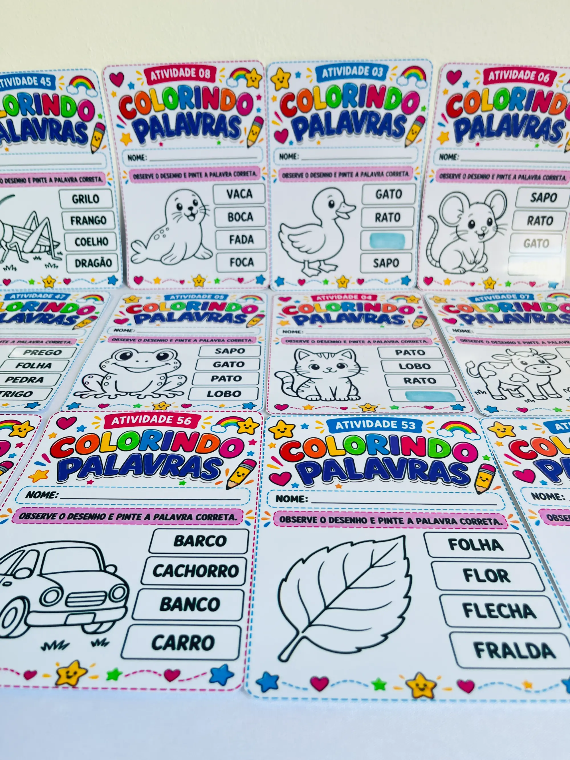Colorindo Palavras – 60 Atividades de Alfabetização para Imprimir — amostra 1: O que está incluso no material?