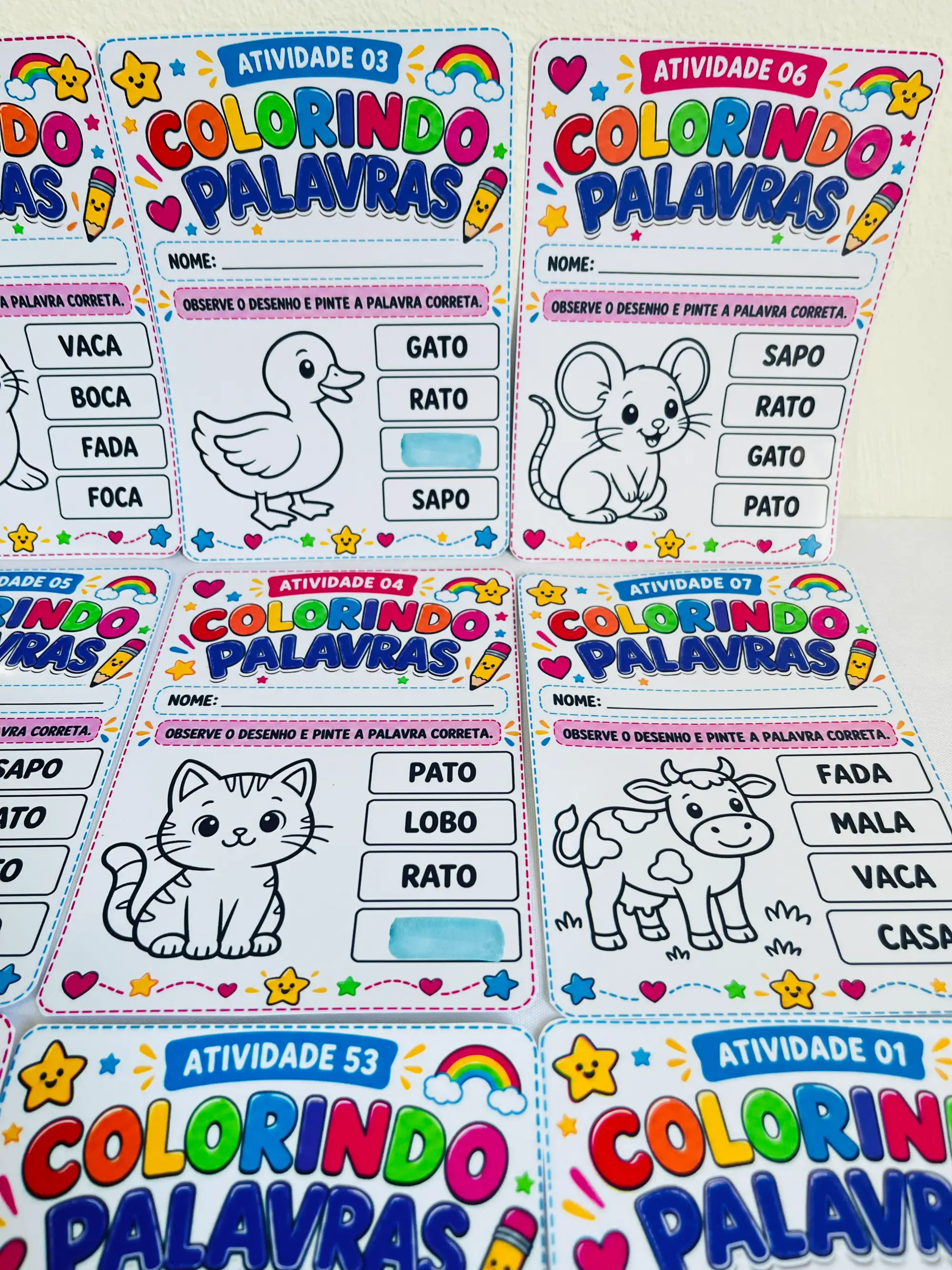Colorindo Palavras – 60 Atividades de Alfabetização para Imprimir — amostra 5: Colorindo Palavras: 60 atividades de…