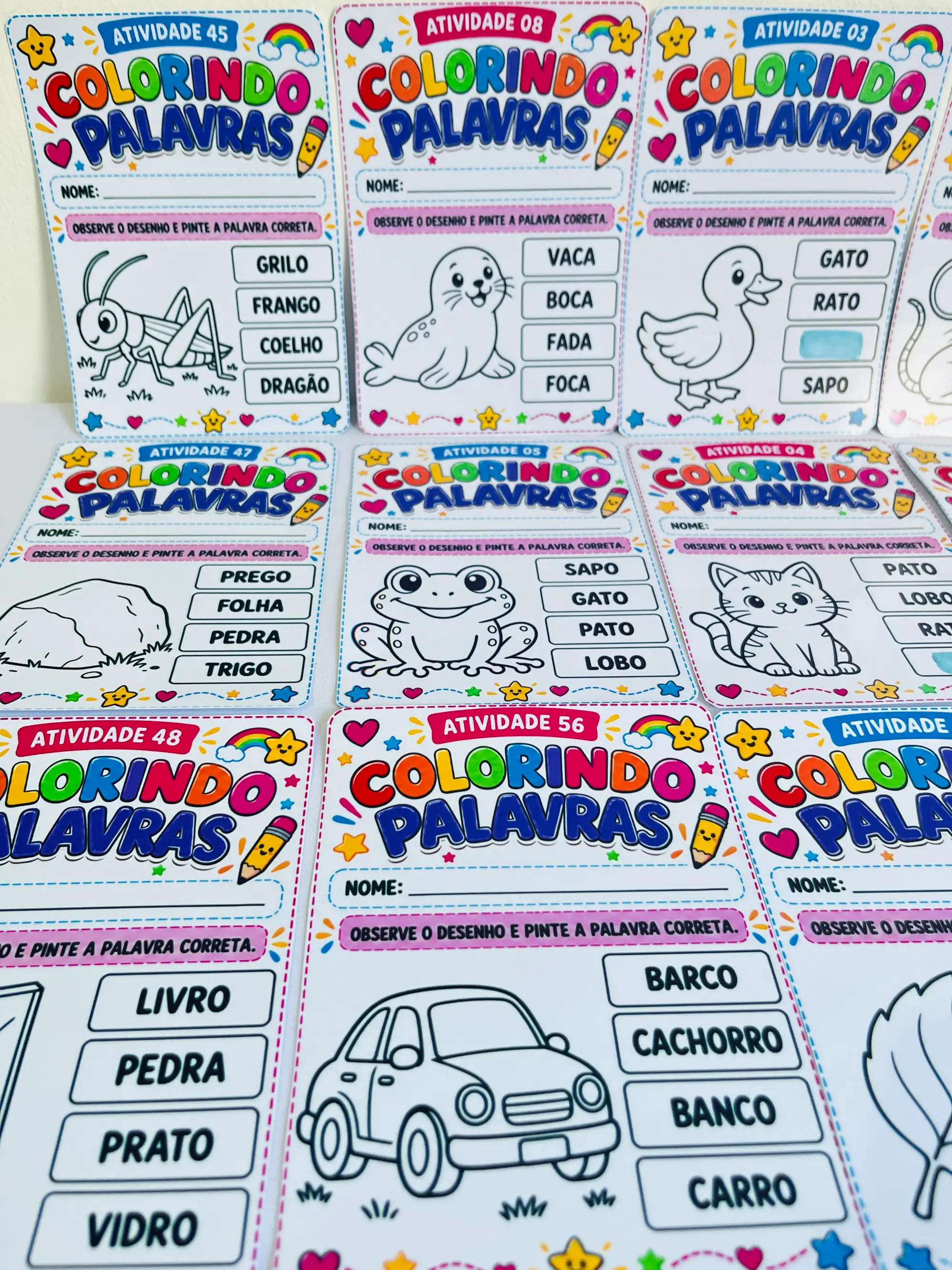 Colorindo Palavras – 60 Atividades de Alfabetização para Imprimir — amostra 6: Colorindo Palavras: 60 atividades de…