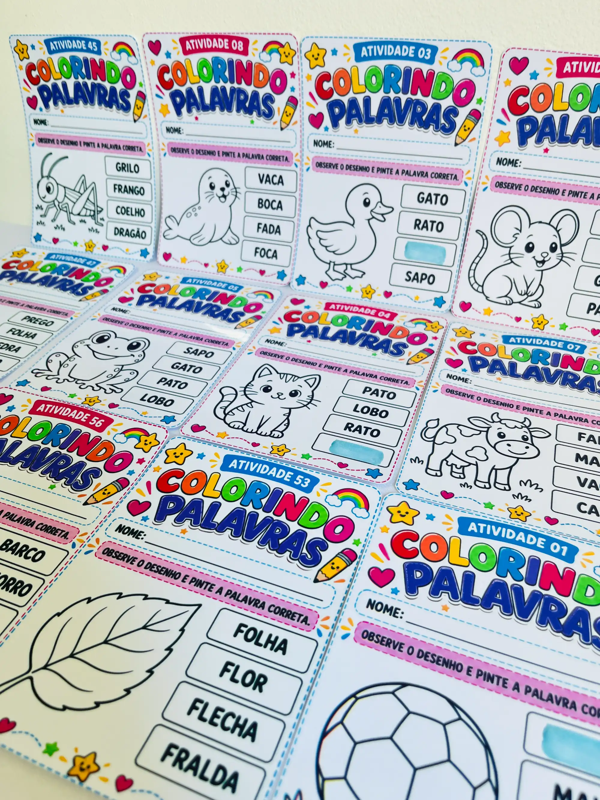 Colorindo Palavras – 60 Atividades de Alfabetização para Imprimir — amostra 7: Colorindo Palavras: 60 atividades de…