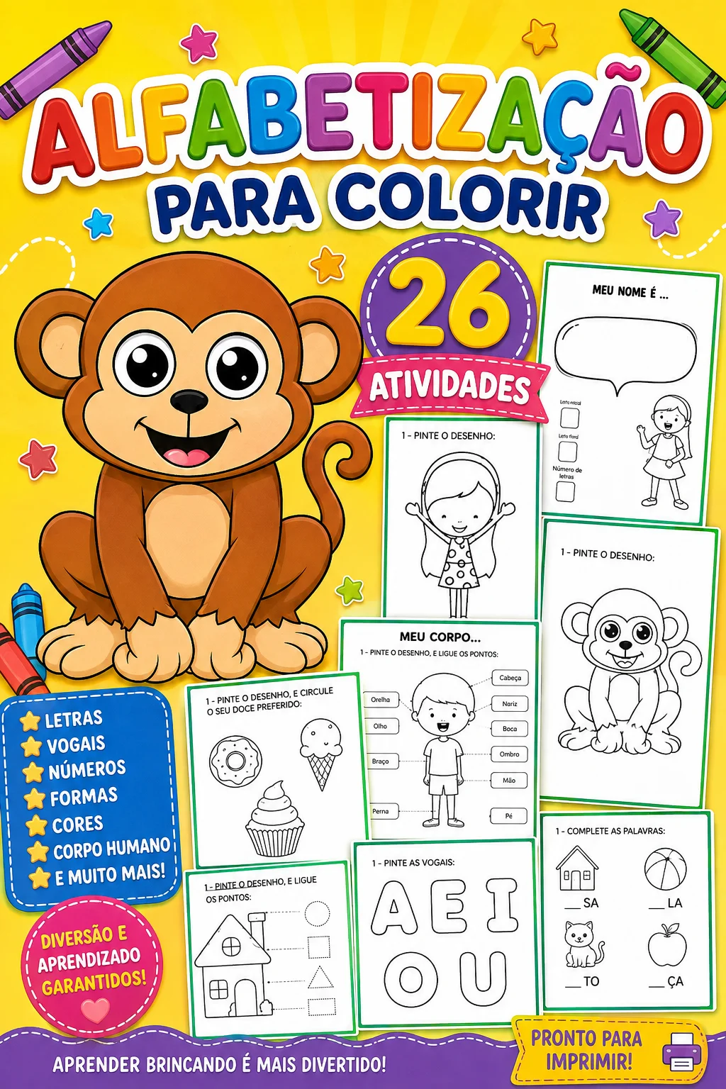 COLORIR E APRENDER – 26 PÁGINAS - ATIVIDADE DE ARTES — capa do material