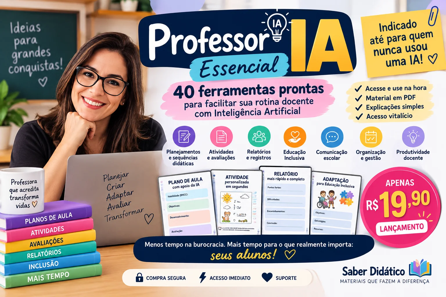 Combo 40 Comandos de Inteligência Artificial para Professores (PDF) — Ciências para Educação Infantil: Economize horas de…