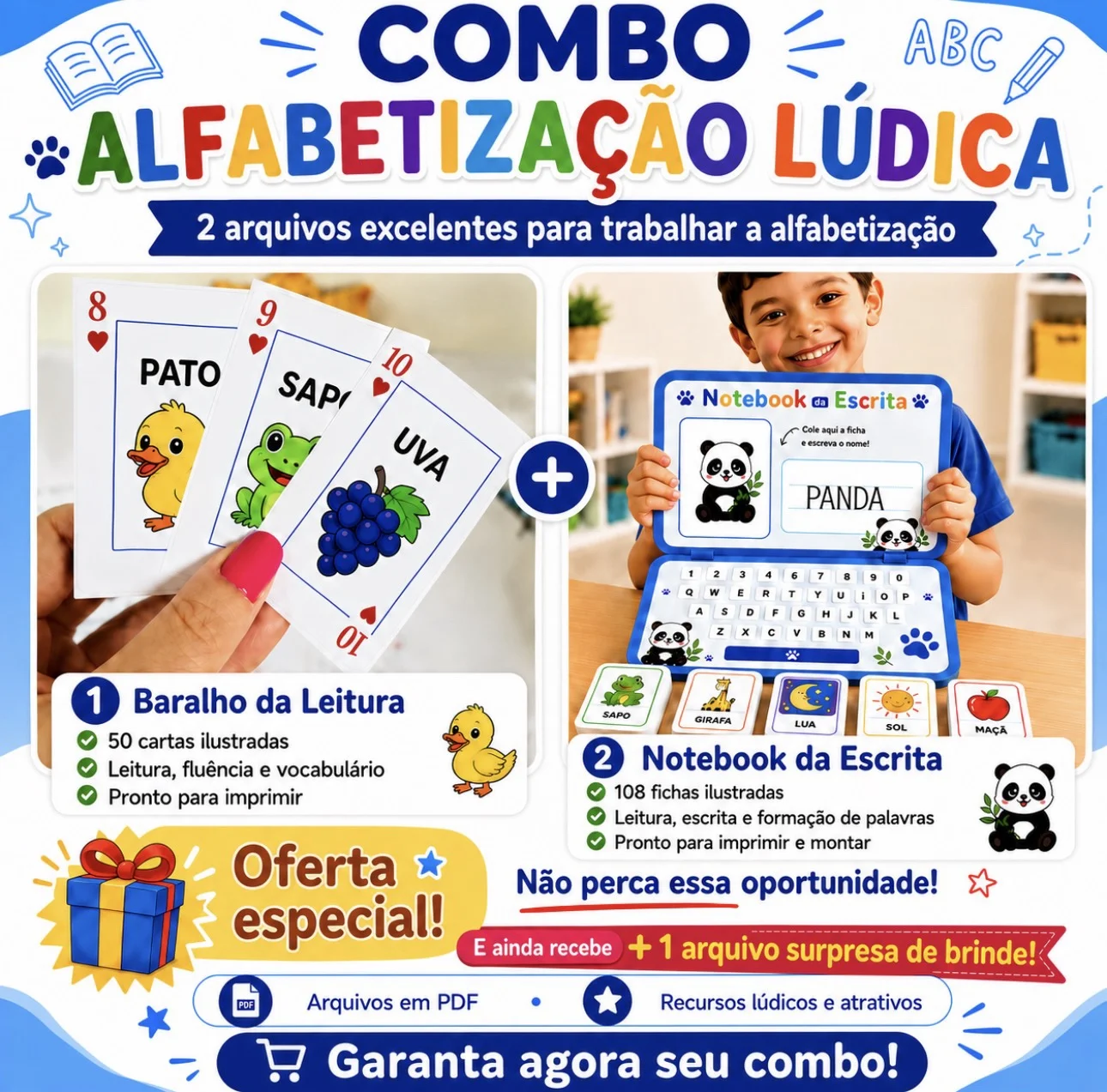 Combo alfabetização lúdica — Alfabetização para Todas as séries: ✨ COMBO ALFABETIZAÇÃO LÚDICA + BRINDE