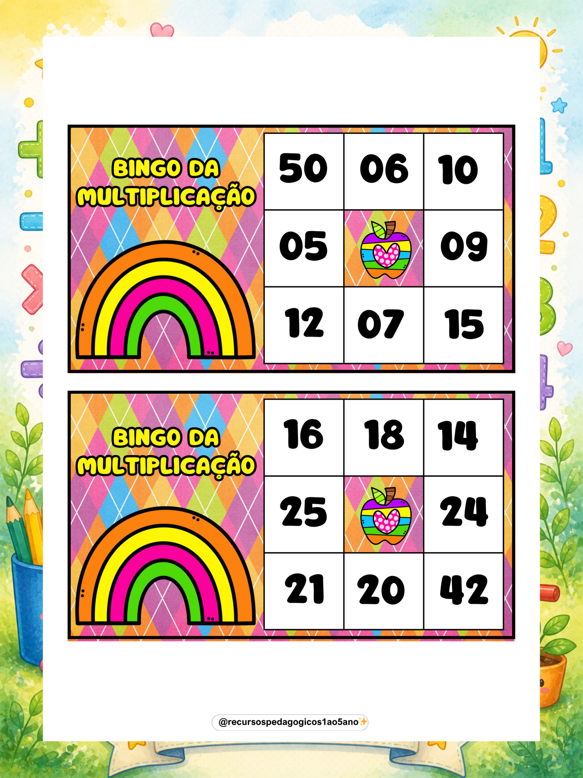 Combo Bingo das 4 operações Matemáticas – PDF para Imprimir | 5º ano — amostra 1: 🧮✨ Combo Bingo das 4 Operações Matemáticas