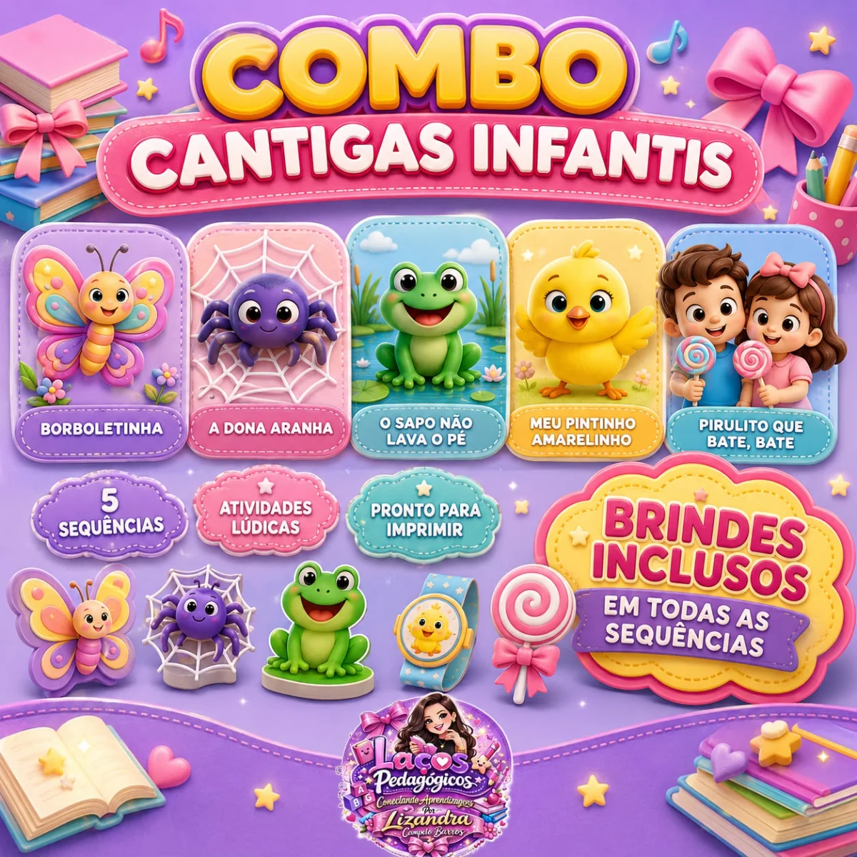🎶✨ COMBO CANTIGAS INFANTIS ✨🎶 — capa do material