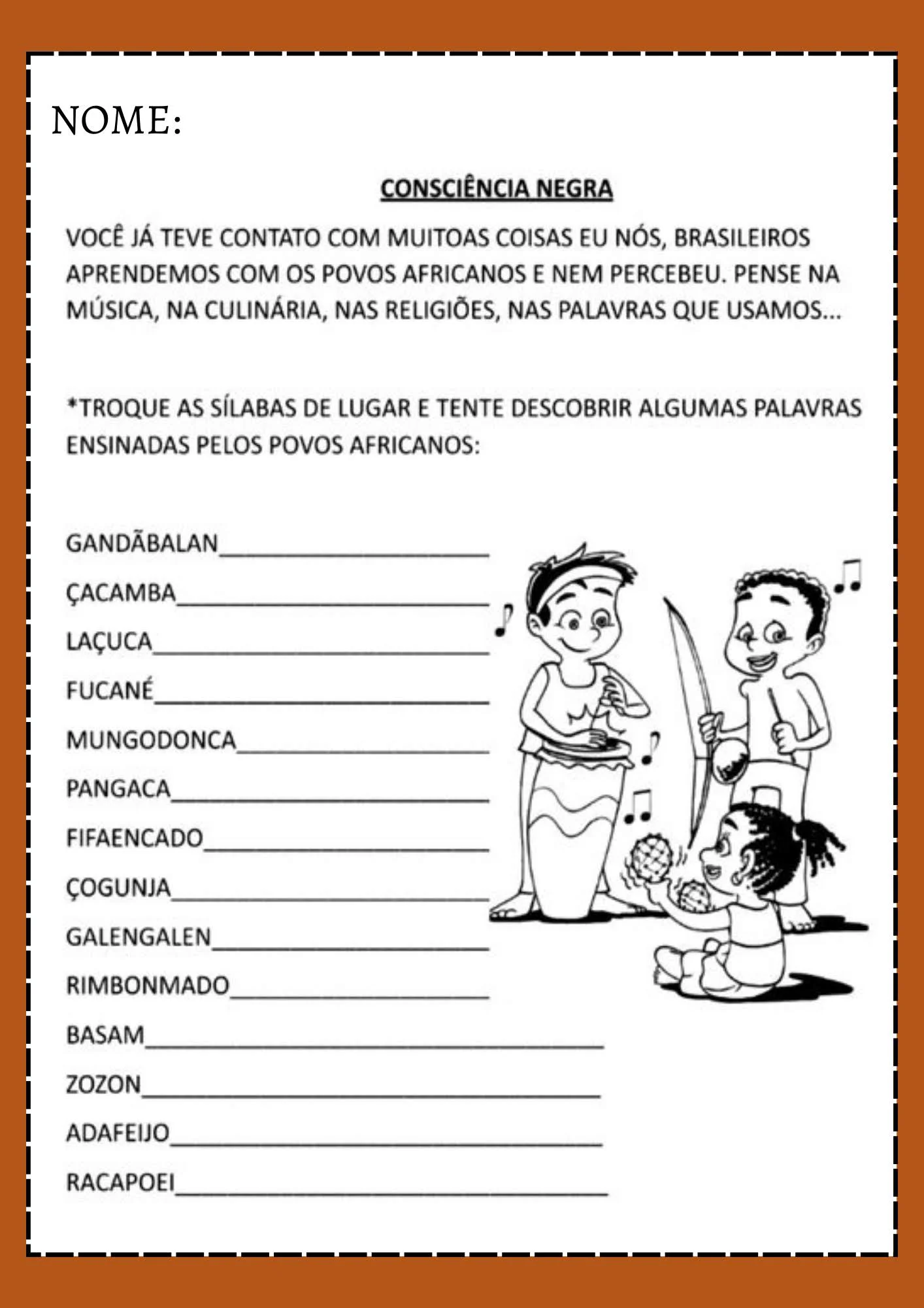 Combo completo Consciência negra ( ensino fundamental) — amostra 5: ✅ Painel consciência negra
