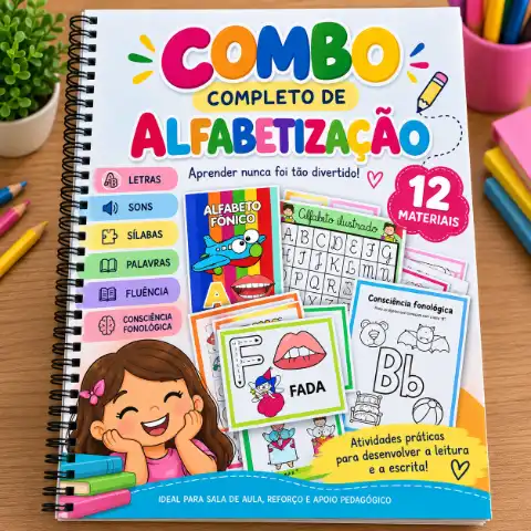 Combo Completo  de  Alfabetização – 12 materias — capa do material