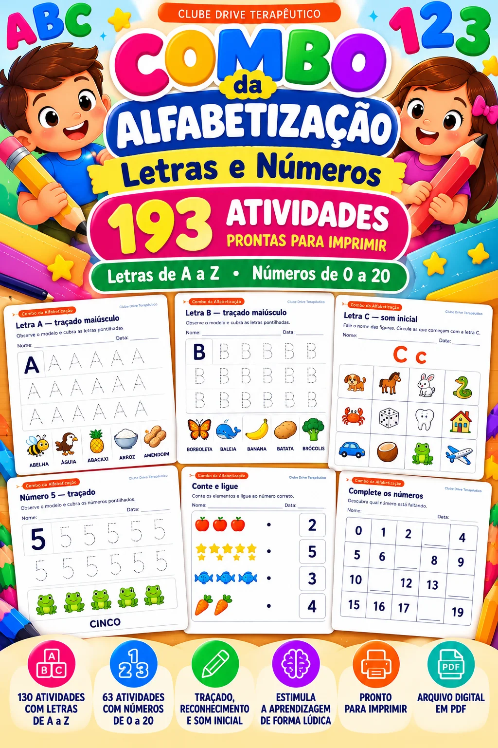 Combo de Alfabetização: Letras e Números — amostra 2: Combo com 193 atividades de alfabetização para imprimir, incluindo… Combo de Alfabetização: Letras e Números — amostra 2: Combo com 193 atividades de alfabetização para imprimir, incluindo…