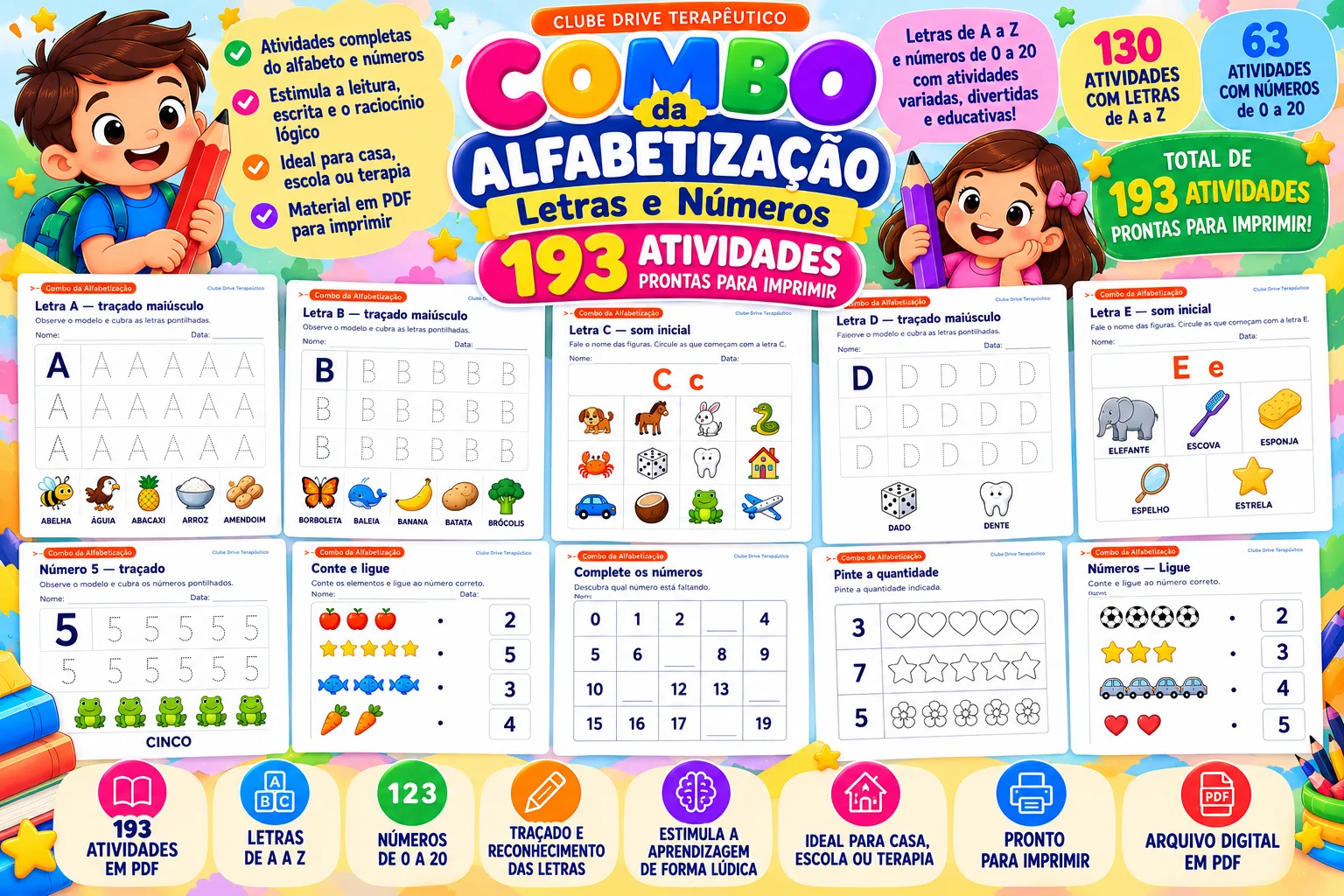 Combo de Alfabetização: Letras e Números — amostra 3: Combo com 193 atividades de alfabetização para imprimir, incluindo… Combo de Alfabetização: Letras e Números — amostra 3: Combo com 193 atividades de alfabetização para imprimir, incluindo…