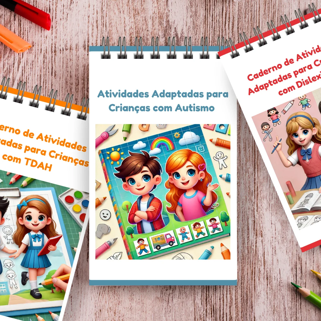 Combo de Atividades Adaptadas - TDAH, Autismo e Dislexia — amostra 2: 3 Cadernos de Atividades Incríveis 🔹 Adaptados para…