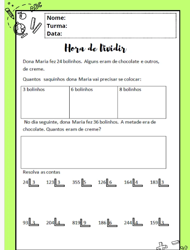 🎯➗ COMBO DE ATIVIDADES DE DIVISÃO – 2º, 3º E 4º ANO — amostra 2: Um combo completo para trabalhar divisão de forma…