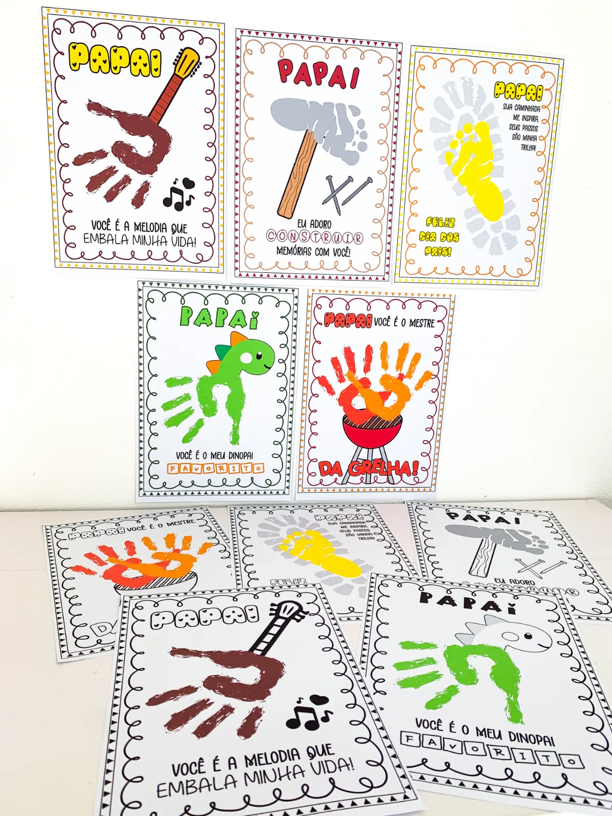 Combo De Atividades Dia Dos Pais - Pintura Com Carimbo Das Mãos E Pés — amostra 3: Formato e entrega