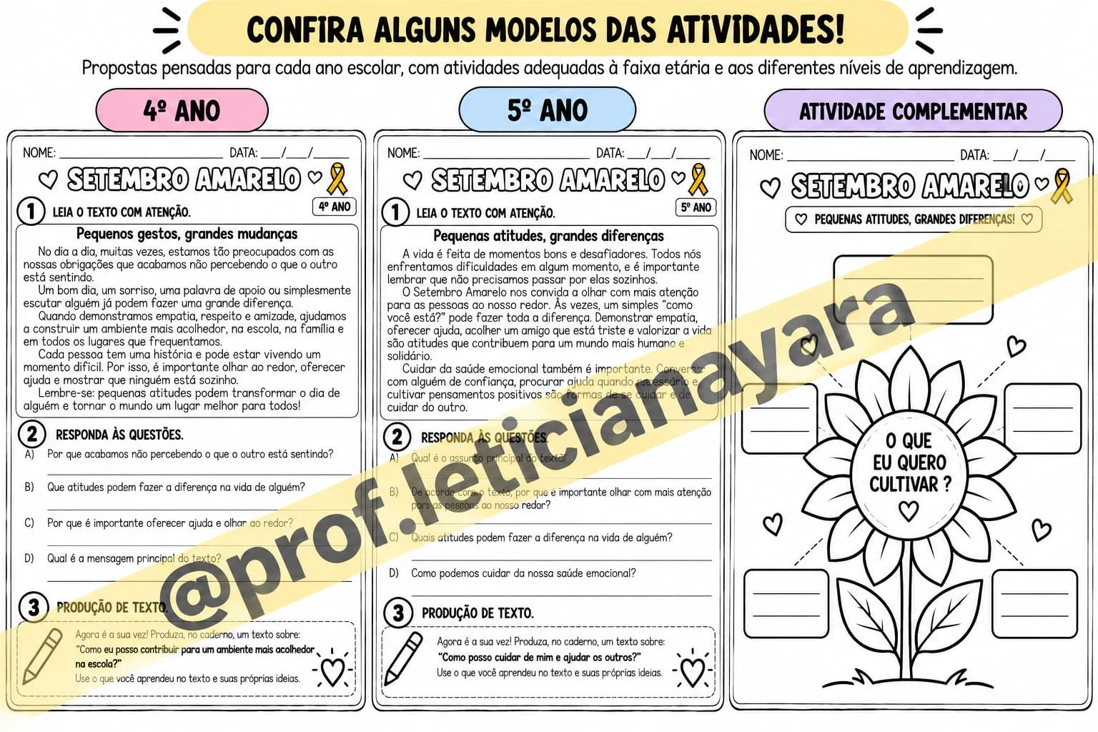 Combo de atividades - Setembro Amarelo - 1º ao 5º ano — amostra 3: 💛 SOBRE O COMBO Combo de atividades - Setembro Amarelo - 1º ao 5º ano — amostra 3: 💛 SOBRE O COMBO