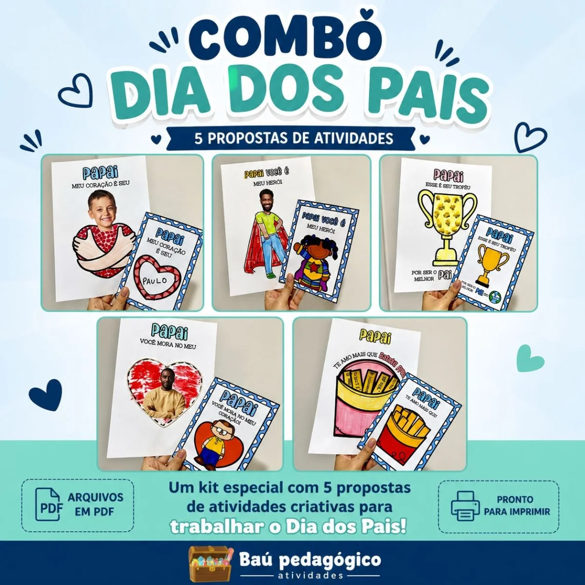 COMBO DE CARTÕES E ATIVIDADES DIA DOS PAIS – 5 ARQUIVOS EM PDF — capa do material