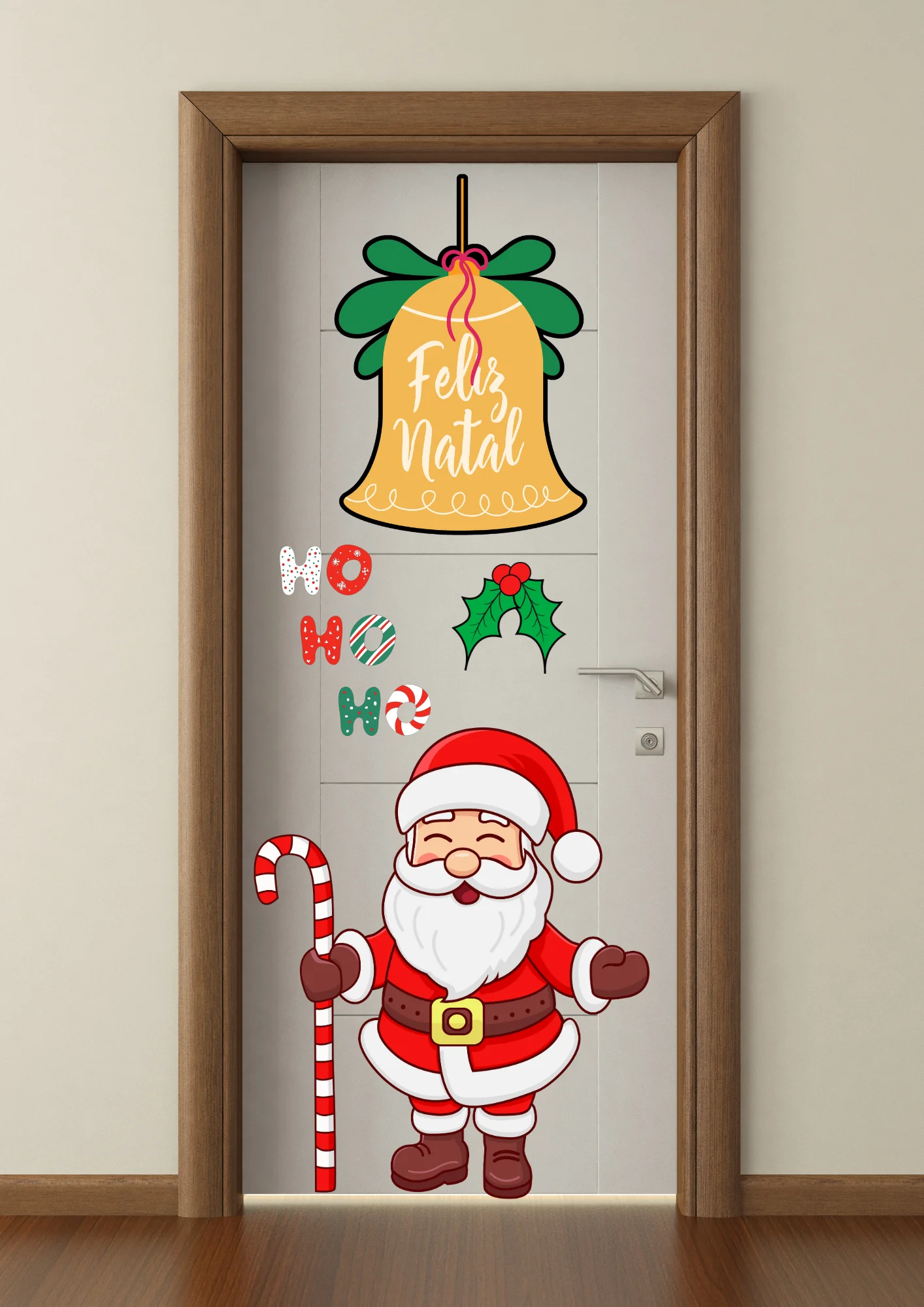 Combo de Decoração Natalina para Porta Escolar — amostra 1: Decoração natalina para porta escolar, com Papai Noel,…