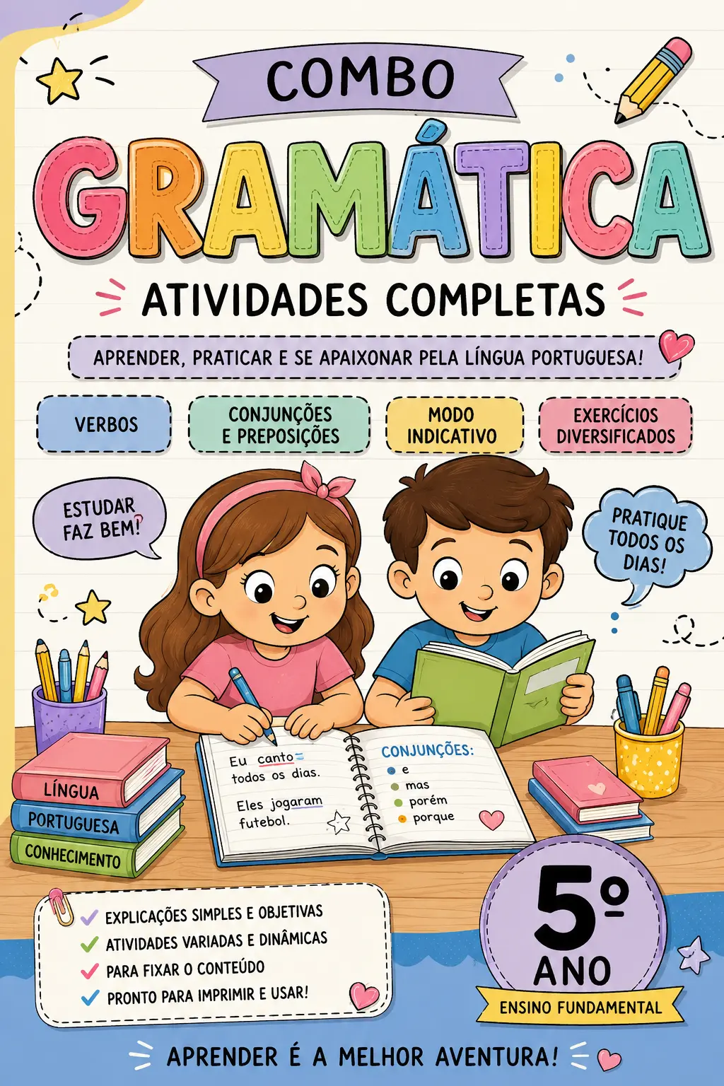 Combo de Gramática na prática – 5º Ano fundamental I — capa do material