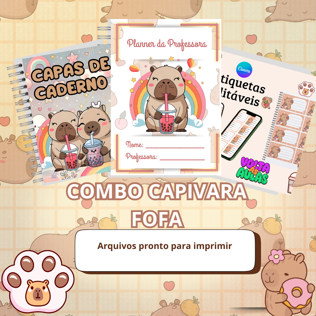 Combo de recursos: capivara fofa – Material Pedagógico — Apostilas para Educação Infantil: Combo capivara fofa* O combo…