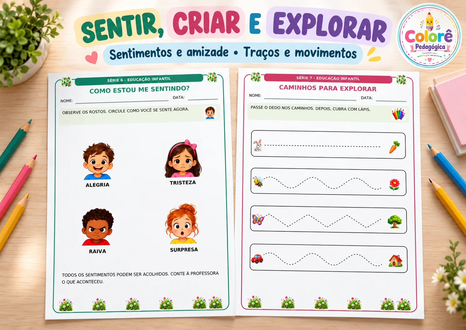 Combo Educação Infantil 5 Séries com 25 Atividades Ilustradas — amostra 1: Produto digital em PDF. Nenhum material físico…