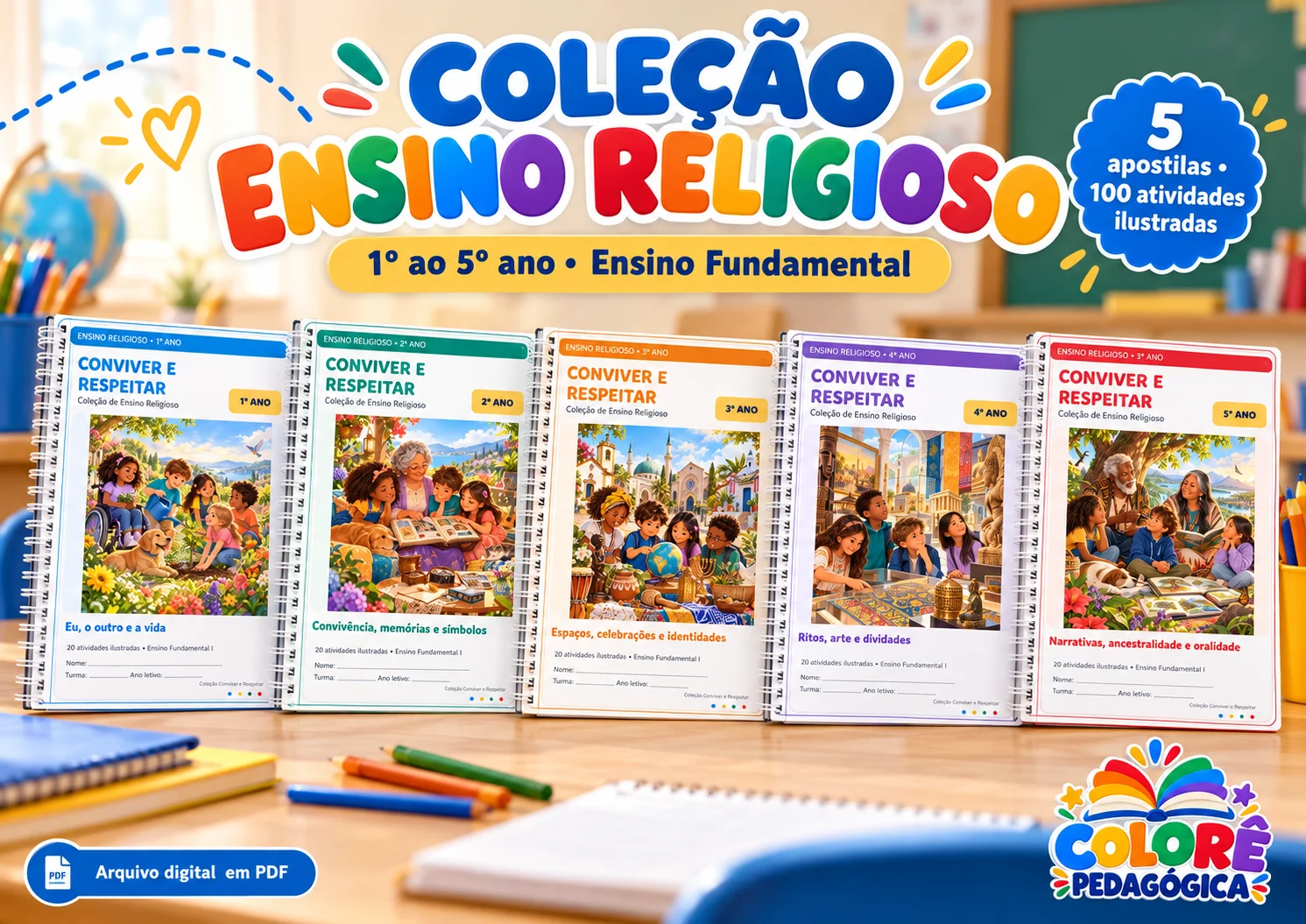 Combo Ensino Religioso do 1º ao 5º Ano | 100 Atividades — capa do material