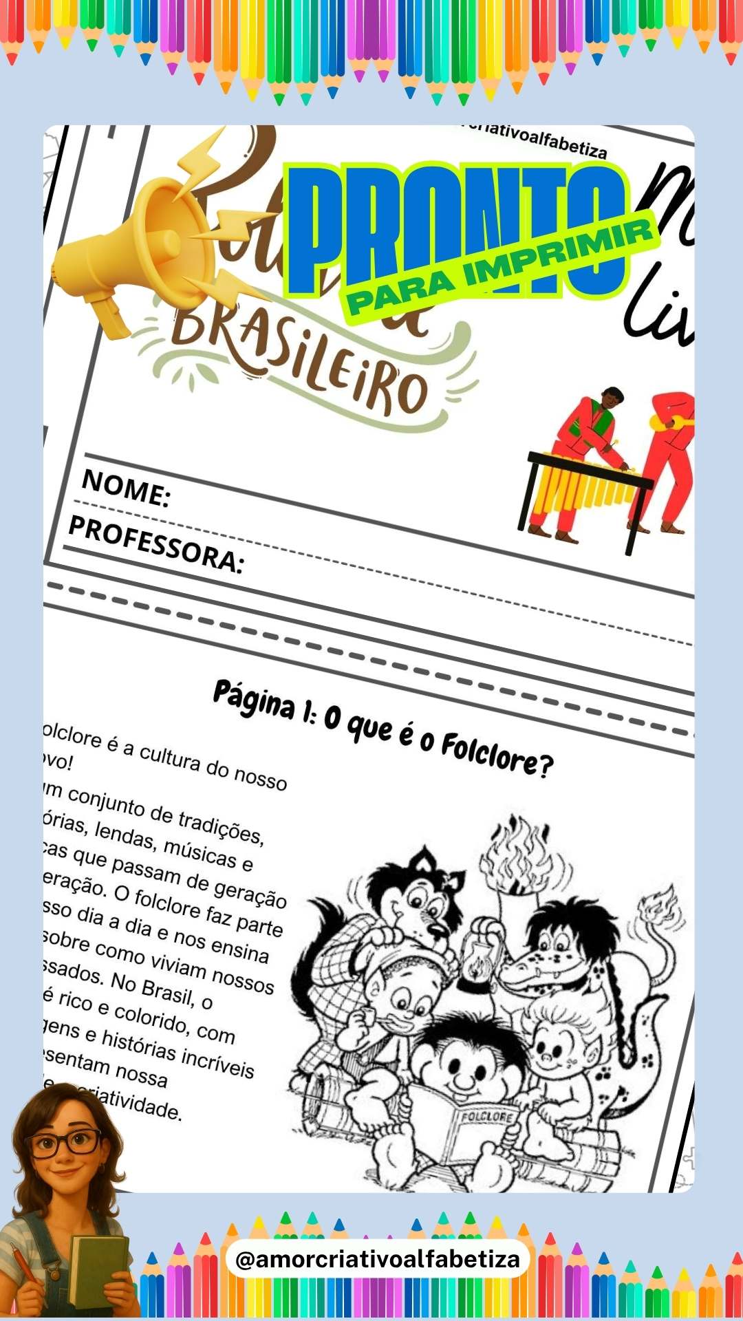 COMBO ESPECIAL FOLCLORE com 6 arquivos inclusos – PDF para Imprimir | Anos Iniciais — amostra 4: C OMBO ESPECIAL FOLCLORE…