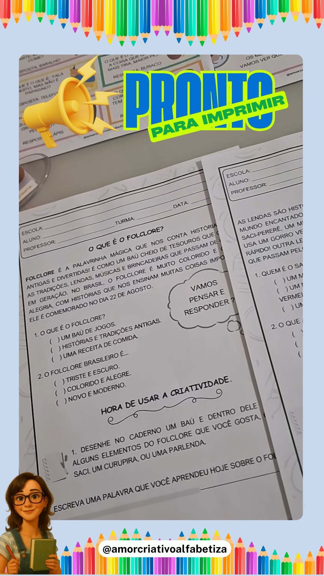 COMBO ESPECIAL FOLCLORE com 6 arquivos inclusos – PDF para Imprimir | Anos Iniciais — amostra 5: C OMBO ESPECIAL FOLCLORE…
