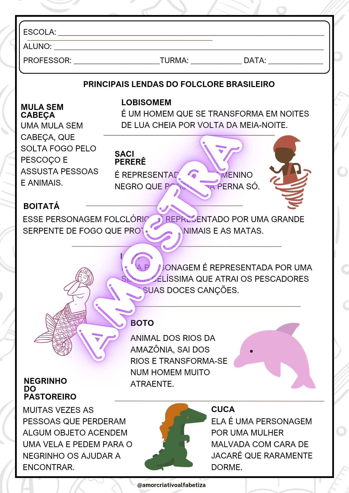 COMBO ESPECIAL FOLCLORE com 6 arquivos inclusos – PDF para Imprimir | Anos Iniciais — amostra 7: C OMBO ESPECIAL FOLCLORE…