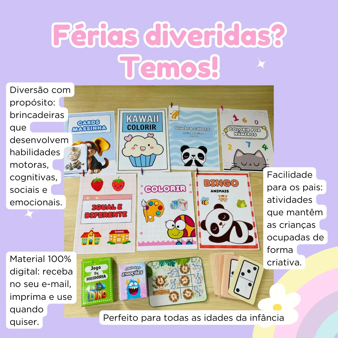 Combo férias — amostra 2: Combo Férias – 10 arquivos + 2 de bônus Atividades Superlúdicas e Interativas para Crianças