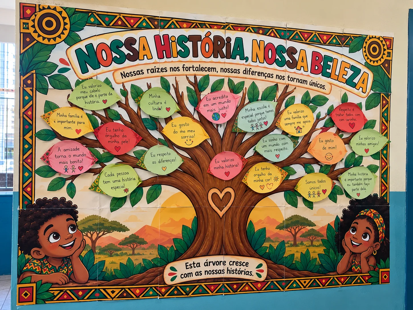 Combo Nossa História, Nossa Beleza | Painel Consciência Negra + Folder — amostra 1: 🌳 Nossa História, Nossa Beleza –…