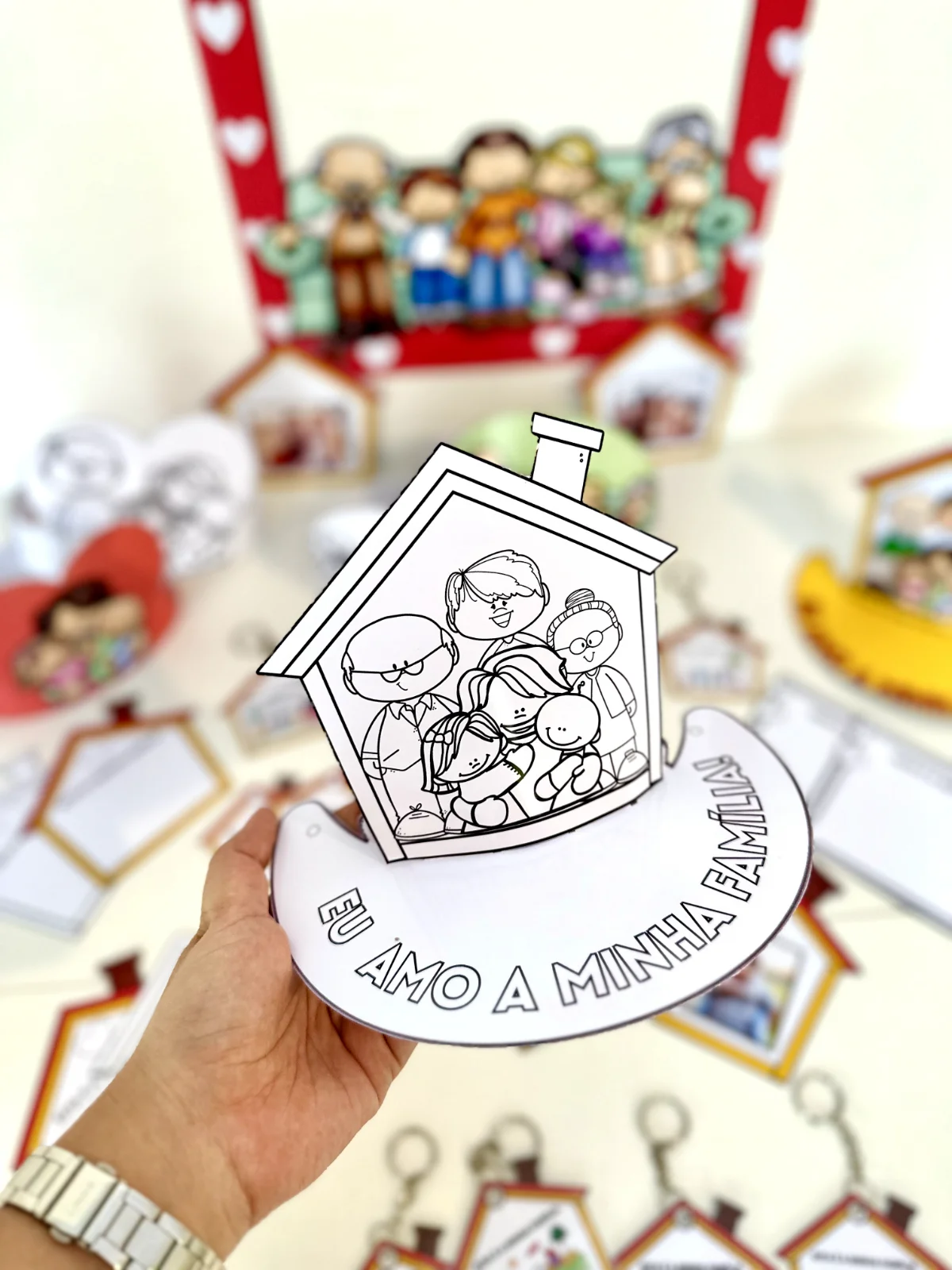 Combo painel de porta e Lembrancinha Dia da Família — amostra 1: O que vem no material