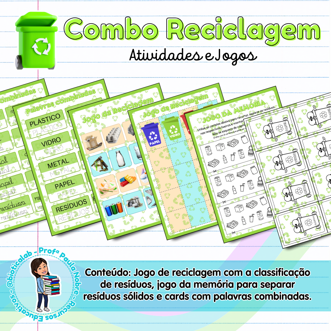 Combo reciclagem – PDF para Imprimir | Alfabetização e Anos Finais — capa do material