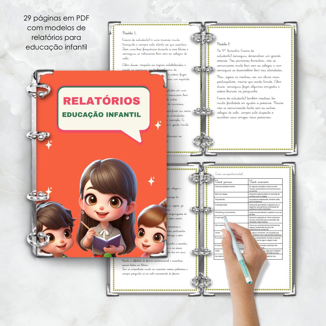 Combo relatórios educacionais – PDF para Imprimir | Educação Infantil e Anos Iniciais — amostra 5: Apresentamos o Combo…