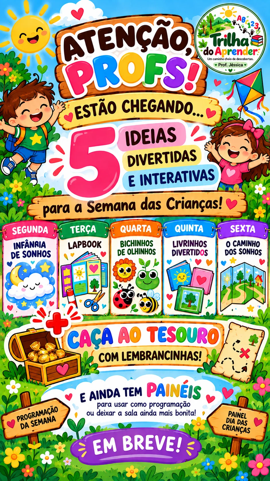 Combo Semana das Crianças – 5 Ideias + Caça ao Tesouro + 2 Painéis — capa do material