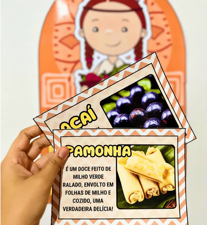 Comidas de Origem Indígena: 14 Fichas com Fotos e Descrições — amostra 2: O que vem no material