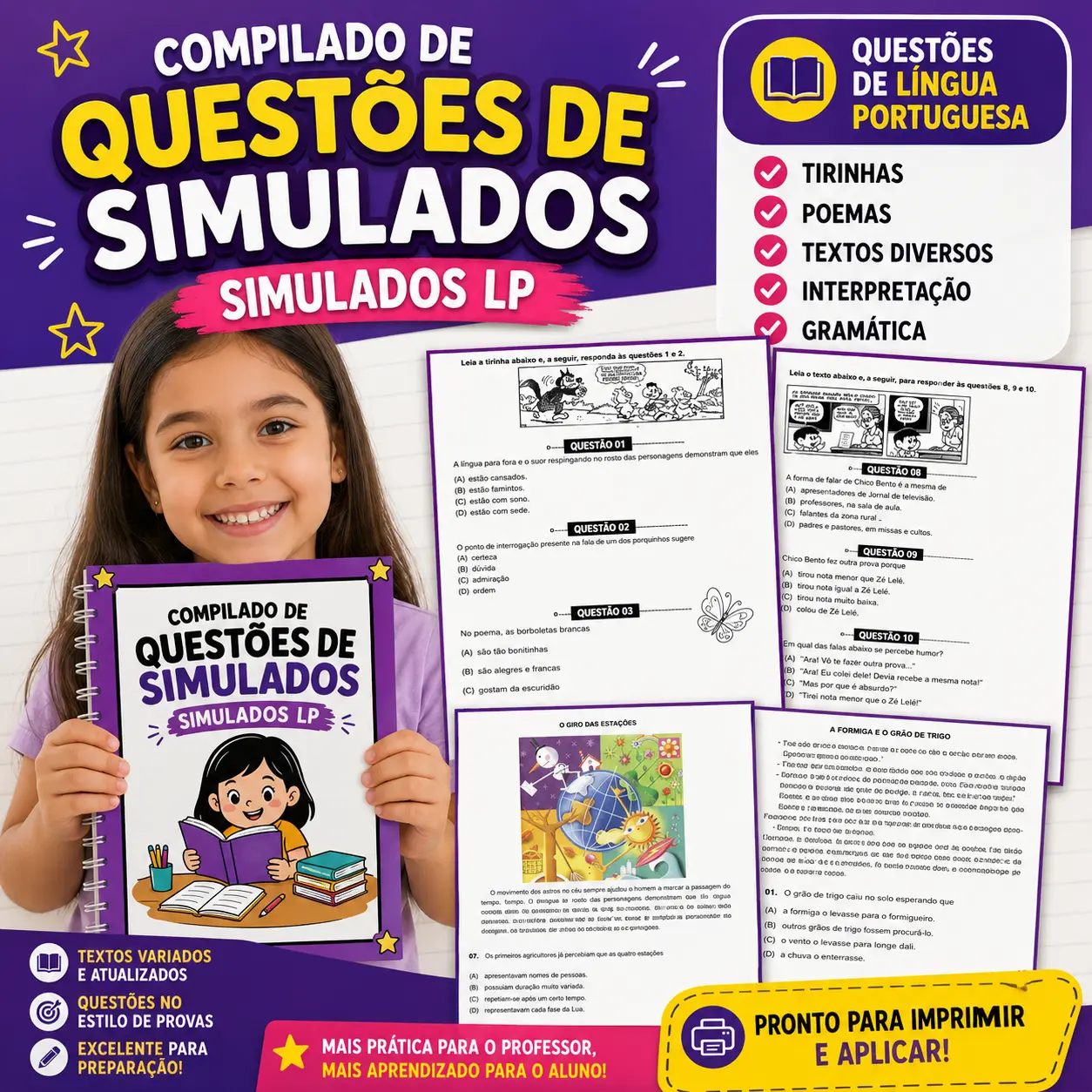 COMPILADO 1 DE QUESTÕES DE SIMULADOS - LP - ENSINO FUNDAMENTAL — Alfabetização para 4º ano: 📚 COMPILADO DE QUESTÕES DE…