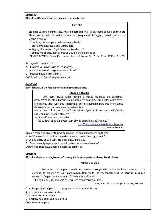 COMPILADO 2 DE QUESTÕES DE LP - SIMULADOS - ENSINO FUNDAMENTAL — amostra 3: 📚 COMPILADO DE QUESTÕES PARA SIMULADOS –…