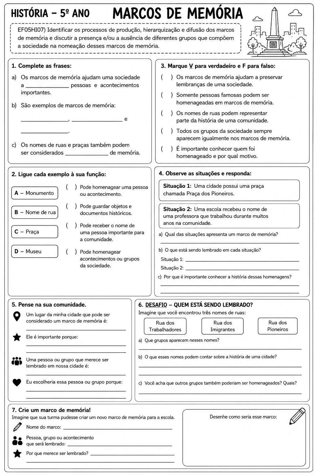 Compilado de Atividades – História e Geografia 5º Ano — amostra 4: Compilado com atividades de História e Geografia para o…