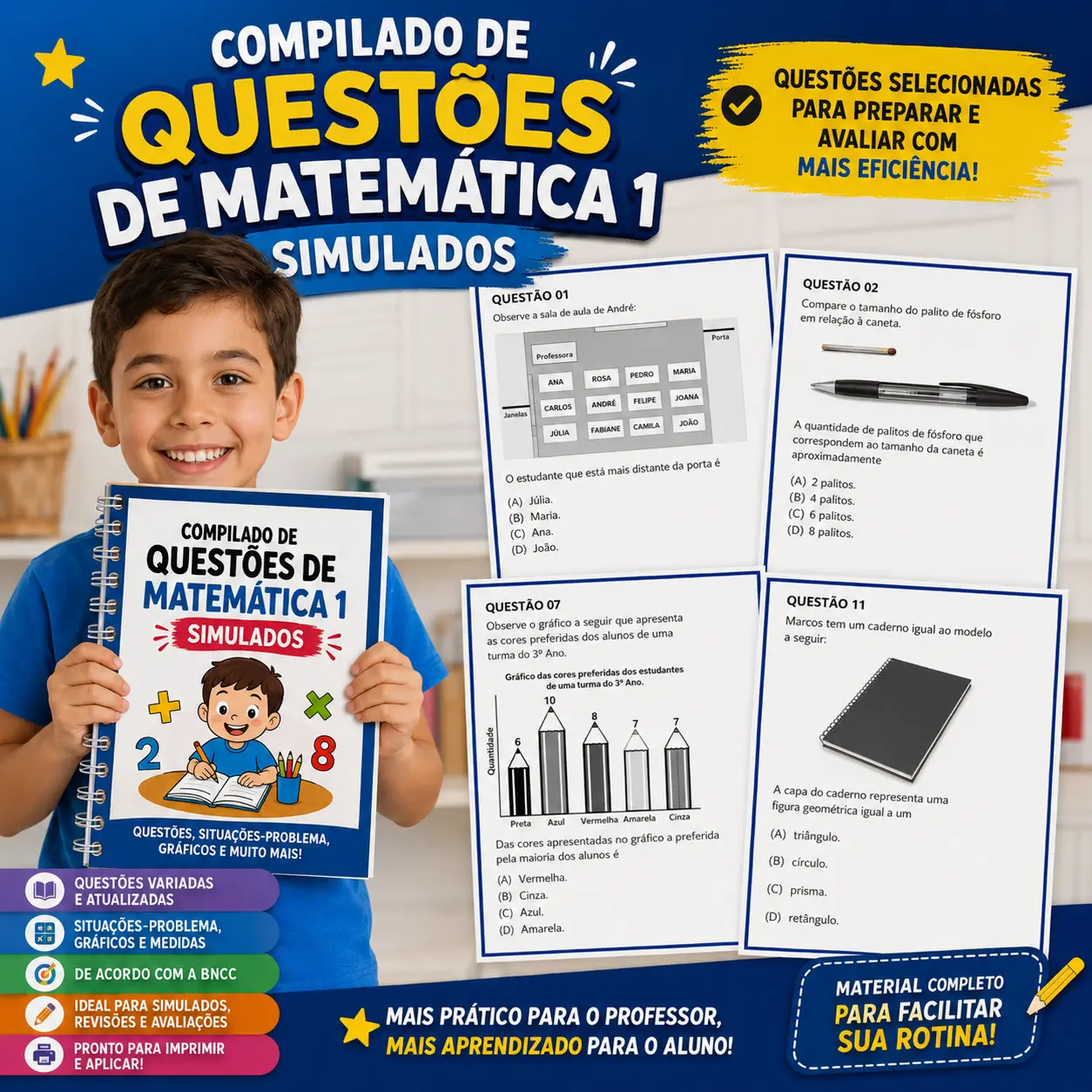 COMPILADO DE QUESTÕES DE MATEMÁTICA 1 - SIMULADOS — Matemática para 4º ano: 📐 COMPILADO DE QUESTÕES DE MATEMÁTICA –…
