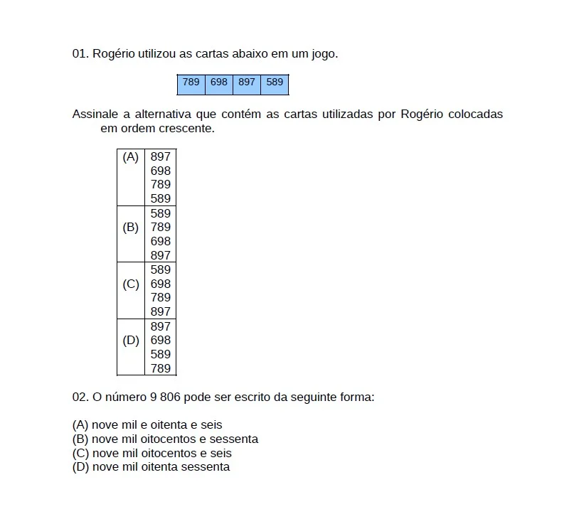 COMPILADO DE QUESTÕES DE MATEMÁTICA 2 – SIMULADOS ENSINO FUNDAMENTAL — amostra 1: Preparei um compilado de questões de…