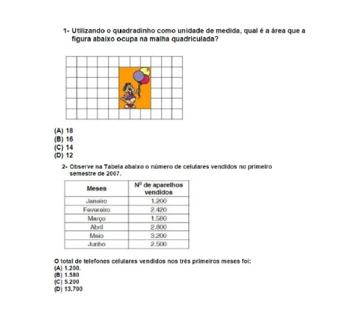 COMPILADO DE QUESTÕES DE MATEMÁTICA 2 – SIMULADOS ENSINO FUNDAMENTAL — amostra 6: Preparei um compilado de questões de…