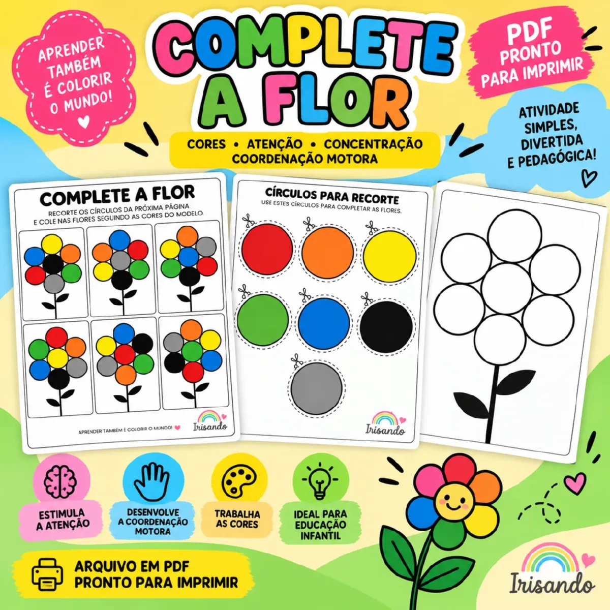 COMPLETE A FLOR - PRIMAVERA - JOGO DE CORES - Educação Infantil — Jogos pedagógicos para Educação Infantil: 🌈 Jogo em PDF…