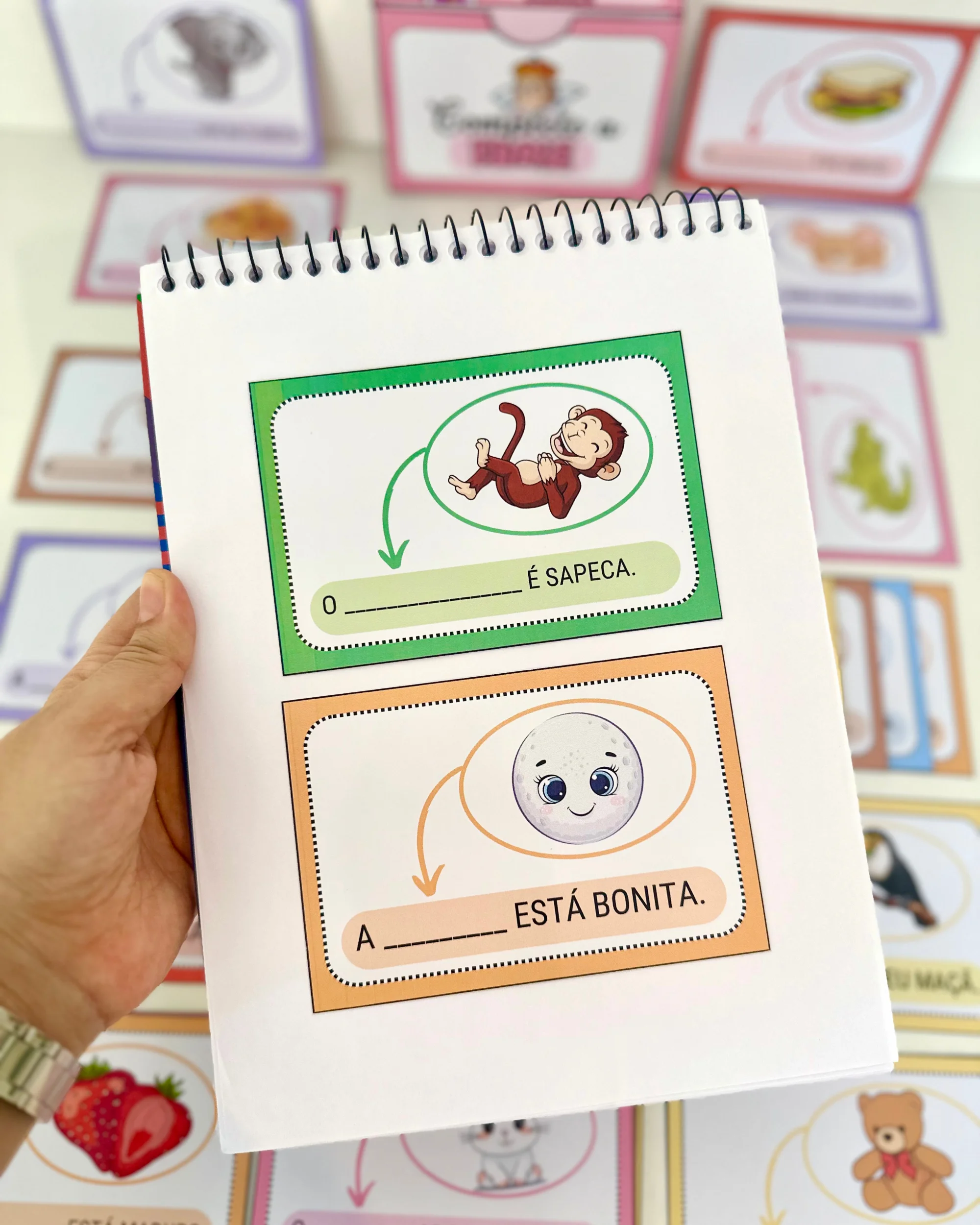 Complete a Frase – 50 Fichas para Leitura e Escrita na Alfabetização — amostra 3: Recurso pedagógico para trabalhar leitura…
