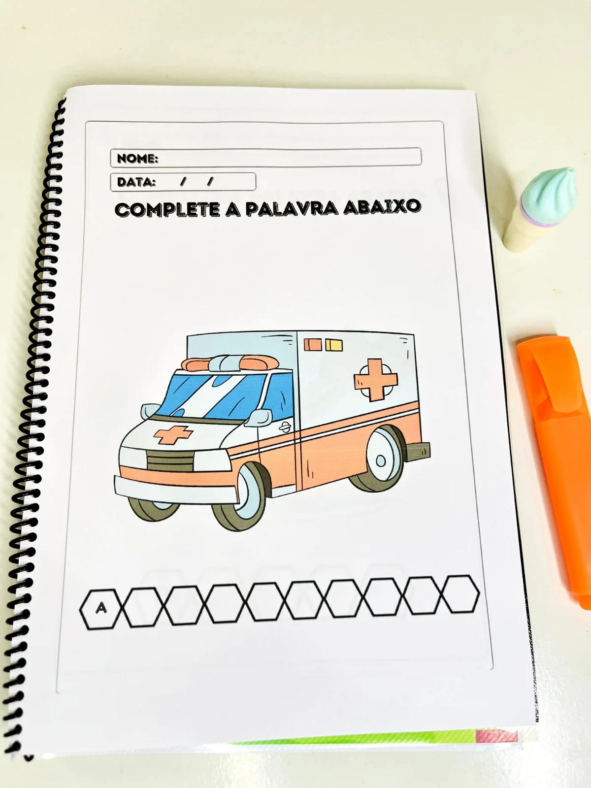 Complete a Palavra: 29 Atividades de Alfabetização — amostra 1: Caderno com 29 páginas de completar letras e sílabas que…