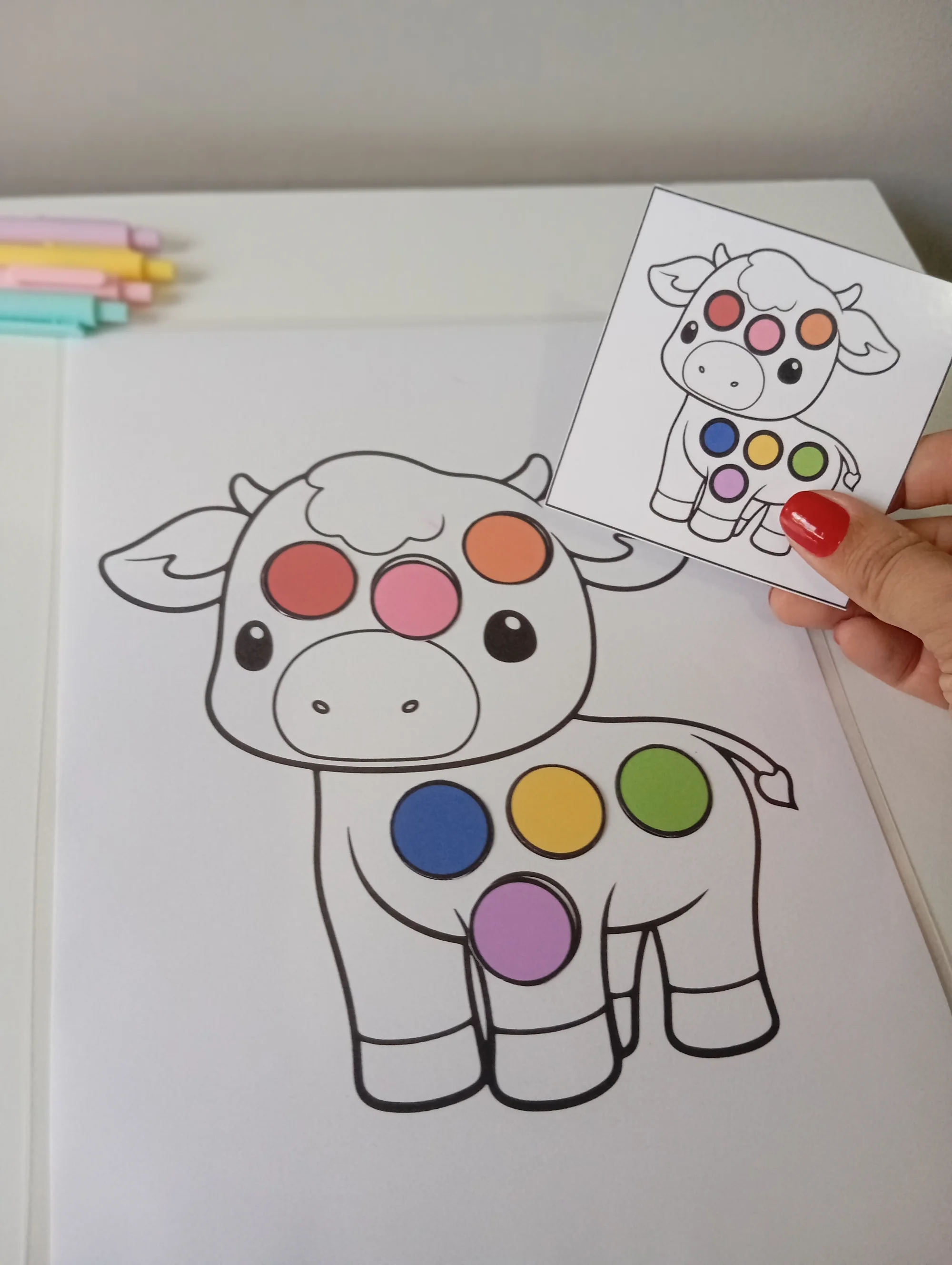 Complete a Vaquinha – Atividade de Percepção Visual, Cores — amostra 2: Atividade lúdica para as crianças completarem a…