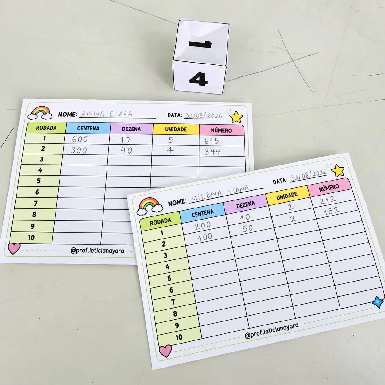 Composição e decomposição de números - Jogo de dados — amostra 4: Faixa etária / ano escolar