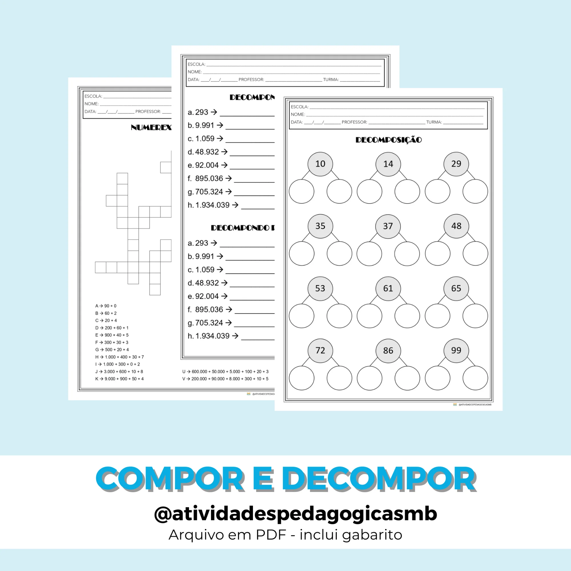 Composição e Decomposição de Números (PDF) — capa do material