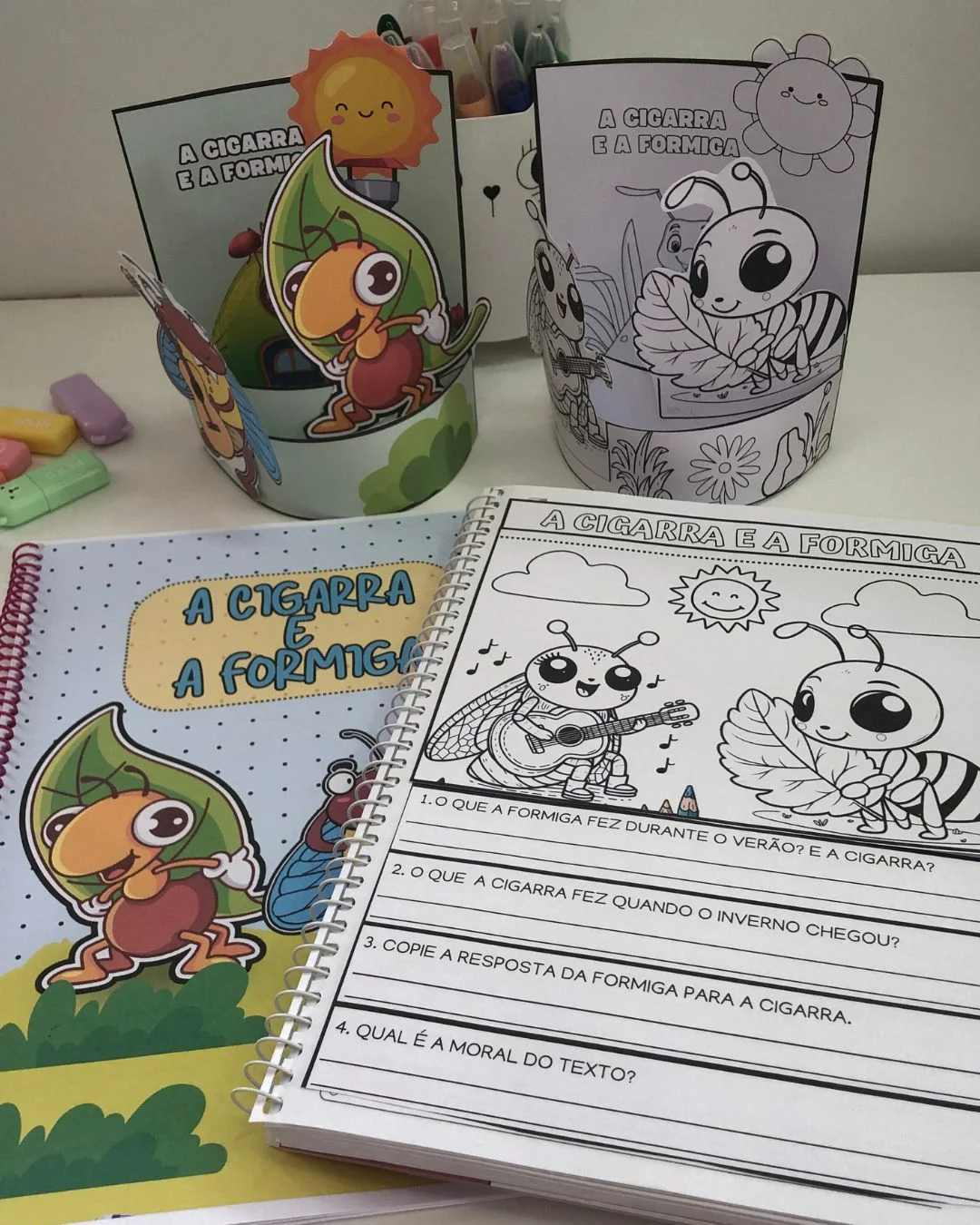 COMPREENSÃO LEITORA E ORTOGRAFIA – RECURSO COMPLETO A CIGARRA E A — amostra 4: Este arquivo é ideal para trabalhar…