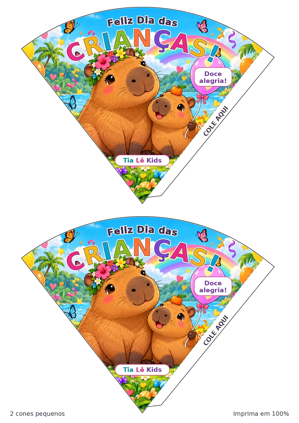 Cone para Doces Capivara – Molde Colorido em 2 Tamanhos — amostra 1: Uma lembrancinha cheia de cor e carinho para encantar…