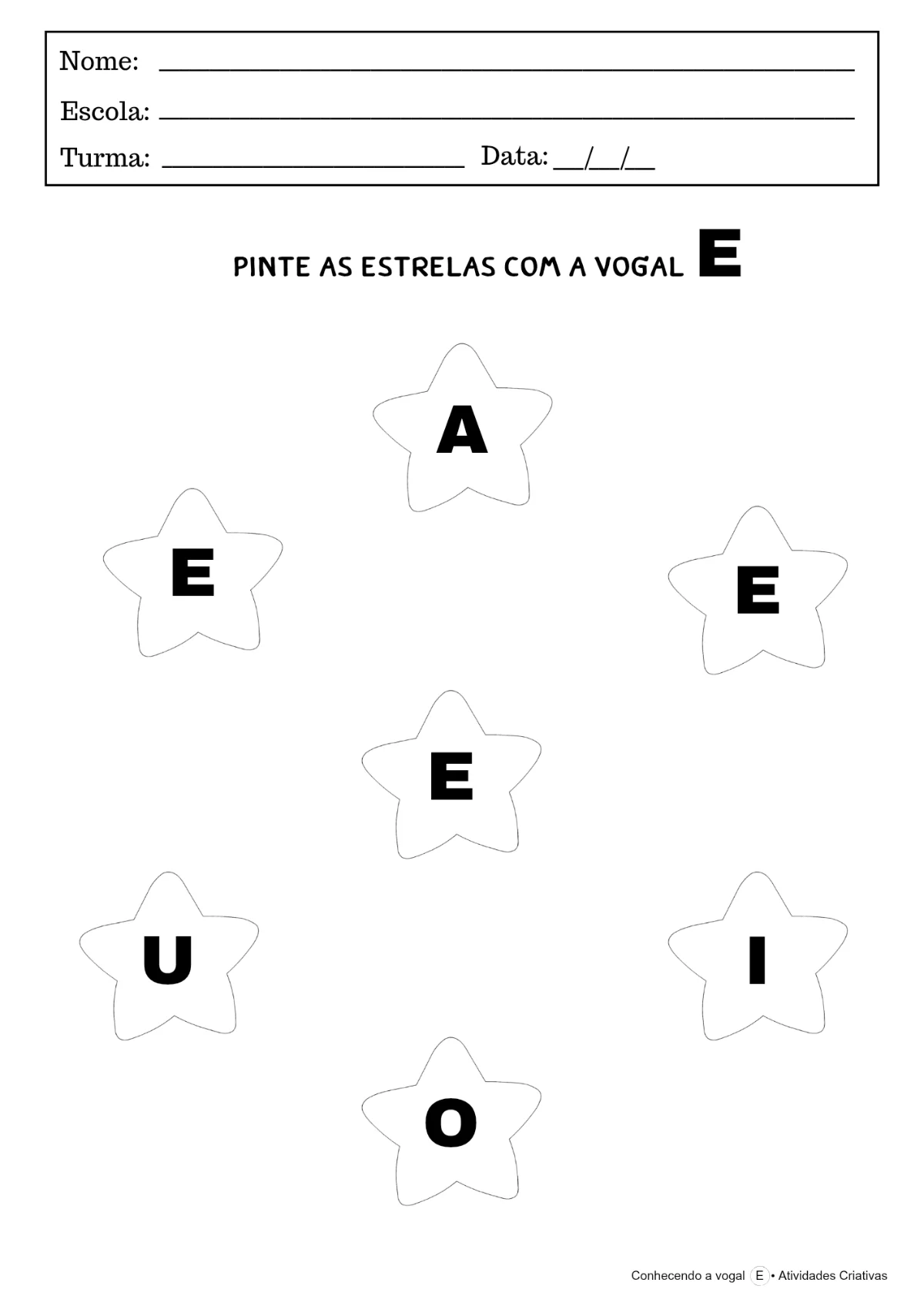 Conhecendo a vogal E | Educação Infantil — amostra 3: Aprenda a Vogal E de forma divertida